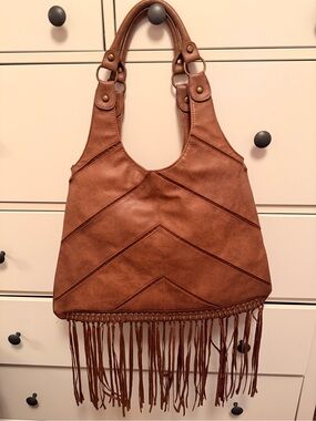 Women's Brown Fringe Hobo Bag